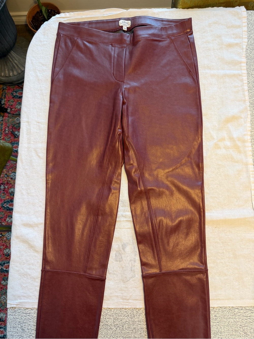 Wilfred Burgundy Vegan Leather Leggings